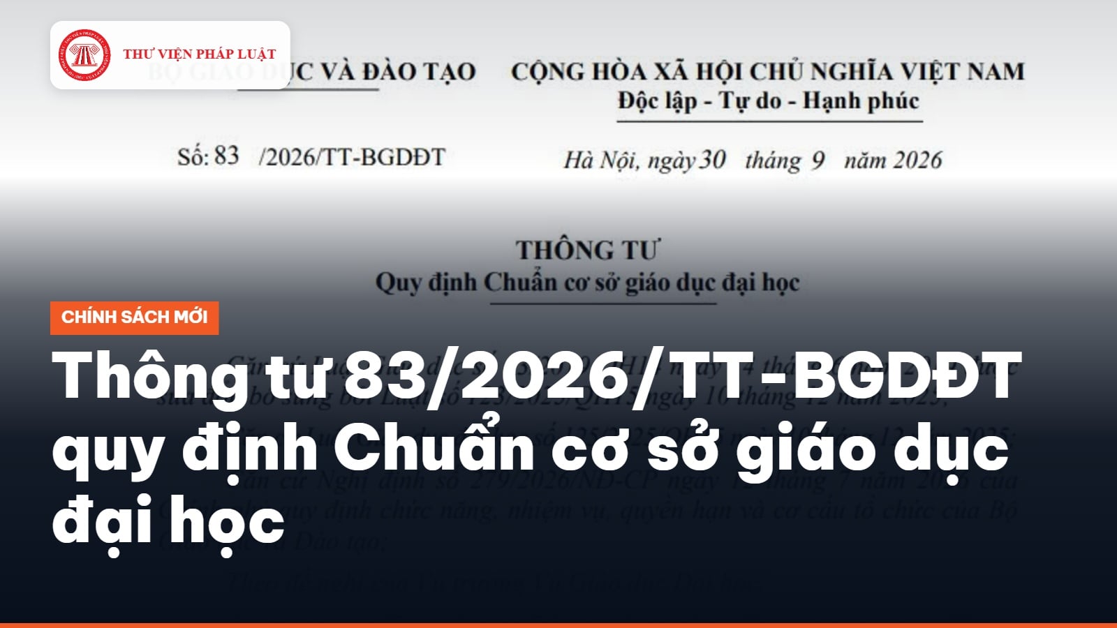 Thông tư 83/2026/TT-BGDĐT quy định Chuẩn cơ sở giáo dục đại học