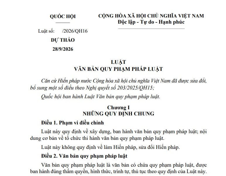 Dự thảo Luật Văn bản quy phạm pháp luật (dự thảo lần 2) có nội dung gì?