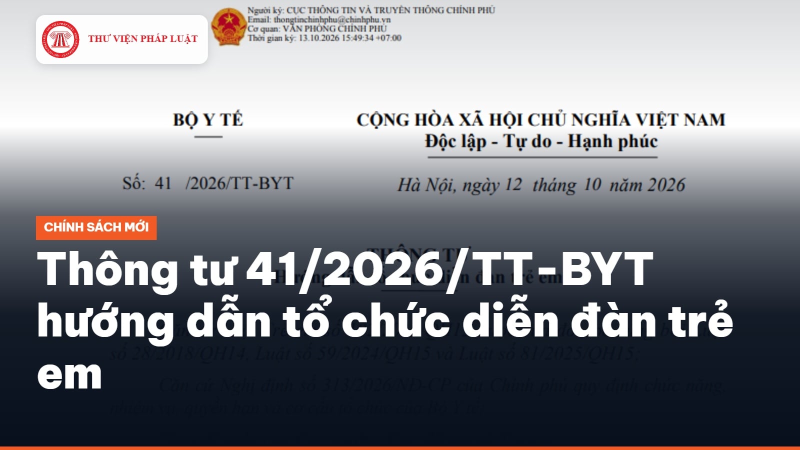 Thông tư 41/2026/TT-BYT hướng dẫn tổ chức diễn đàn trẻ em 
