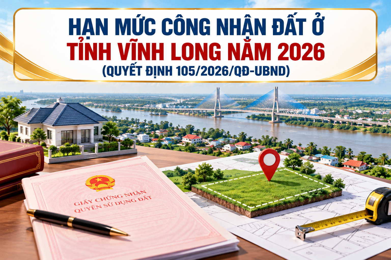 Hạn mức công nhận đất ở tỉnh Vĩnh Long năm 2026 theo Quyết định 105/2026/QĐ-UBND thế nào?