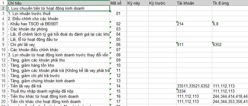 báo cáo lưu chuyển tiền tệ theo Thông tư 200