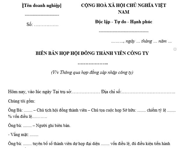 mẫu biên bản họp hội đồng thành viên