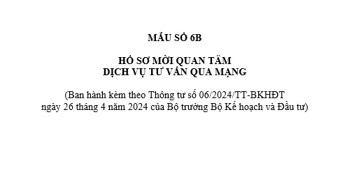 Mẫu hồ sơ mời quan tâm tư vấn qua mạng