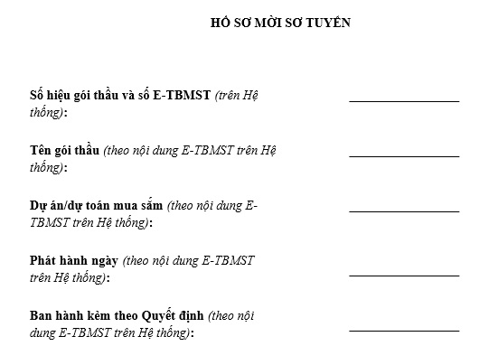 Mẫu hồ sơ mời sơ tuyển qua mạng