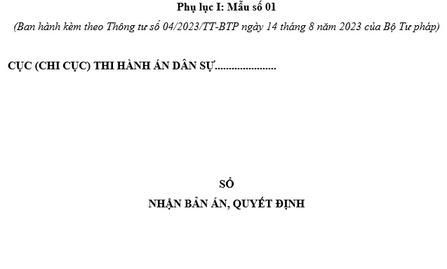 Mẫu sổ nhận bản án quyết định tại cơ quan thi hành án dân sự mới nhất hiện nay?