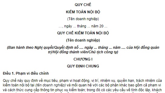 Quy chế kiểm toán nội bộ công ty niêm yết