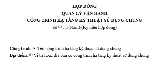 Mẫu hợp đồng quản lý vận hành công trình hạ tầng kỹ thuật sử dụng chung?