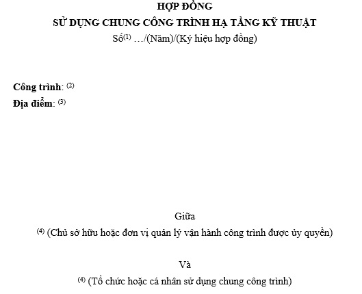 mẫu hợp đồng sử dụng chung công trình hạ tầng kỹ thuật