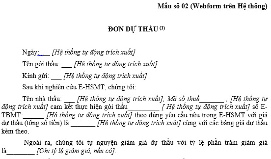 E HSMT dịch vụ phi tư vấn 1 giai đoạn 1 túi hồ sơ