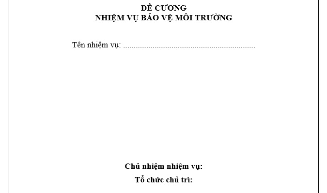 Mẫu đề cương nhiệm vụ bảo vệ môi trường