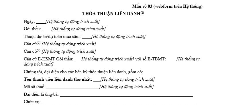 mẫu thỏa thuận liên danh