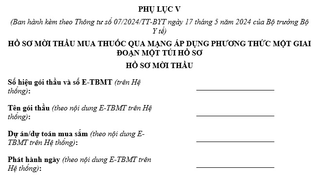 mẫu hồ sơ mời thầu thuốc qua mạng