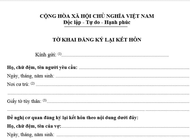 đơn xin cấp lại giấy đăng ký kết hôn