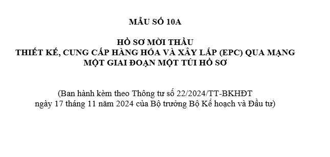 mẫu hồ sơ mời thầu số 10a