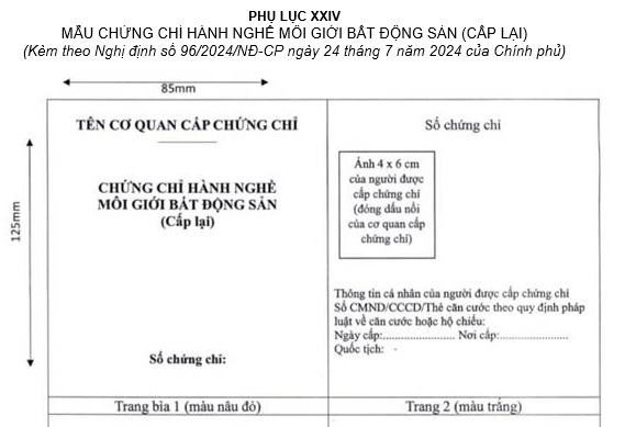 mẫu chứng chỉ hành nghề môi giới bất động sản được cấp lại