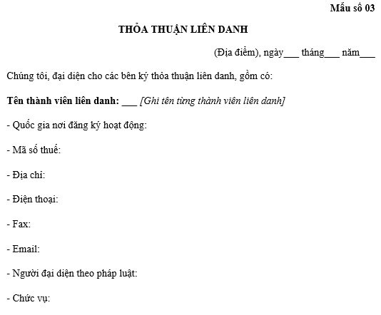 Mẫu thỏa thuận liên danh