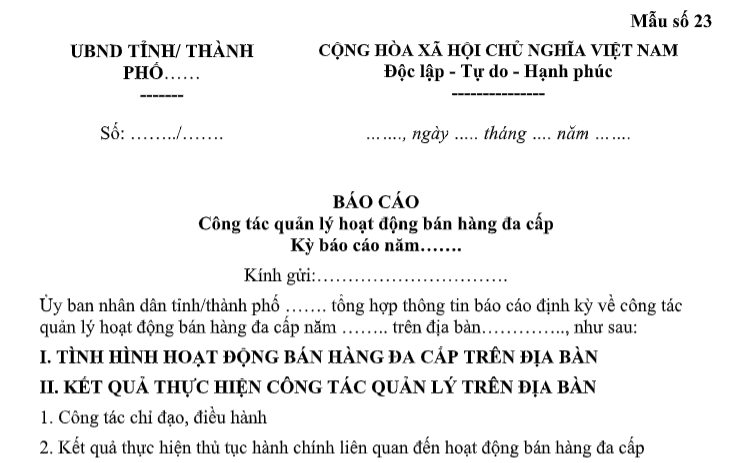 báo cáo quản lý bán hàng đa cấp