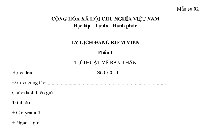 Mẫu Lý lịch đăng kiểm viên phương tiện thủy nội địa từ 15/8/2026 theo Thông tư 43/2026/TT-BXD có dạng nào? Tải về?
