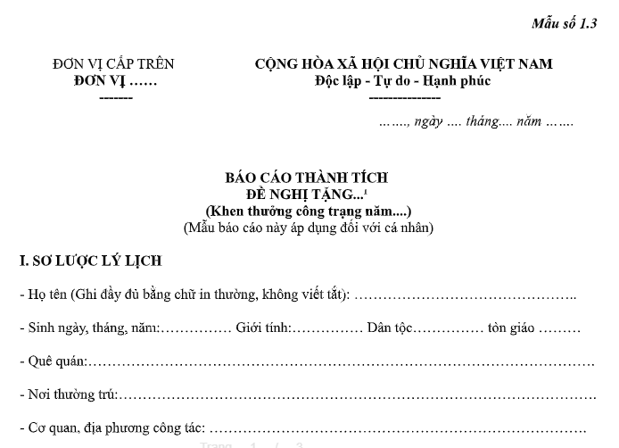 Mẫu Báo cáo thành tích đề nghị tặng danh hiệu “Lao động tiên tiến” ngành Y tế là mẫu nào?