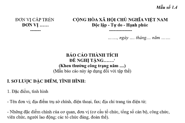 Mẫu Báo cáo thành tích đề nghị tặng Giấy khen ngành Y tế là mẫu nào theo Thông tư 36/2026/TT-BYT?