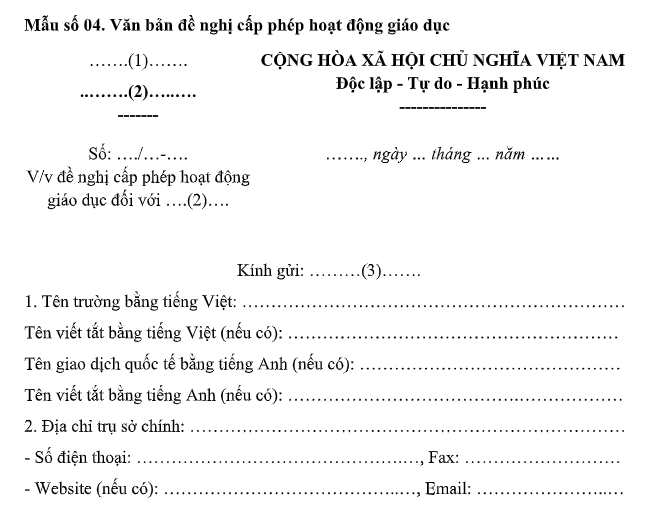 Tải Mẫu Văn bản đề nghị cấp phép hoạt động giáo dục đối với trường phổ thông theo Nghị định 360/2026/NĐ-CP ở đâu?