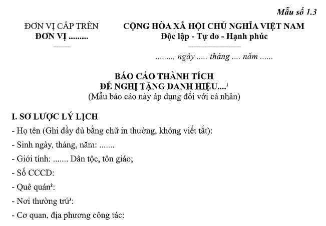 Tải Mẫu Báo cáo thành tích đề nghị tặng danh hiệu Chiến sĩ thi đua cơ sở ngành Tư pháp theo Thông tư 12/2026/TT-BTP ở đâu?