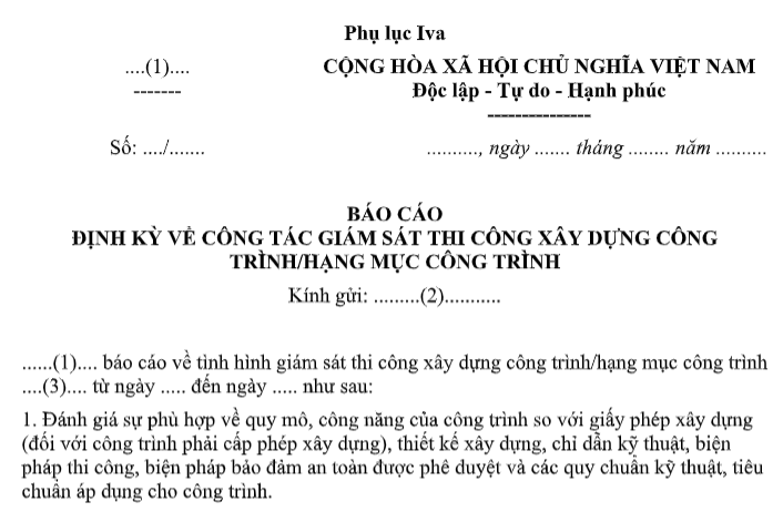 Mẫu Báo cáo về công tác giám sát thi công xây dựng công trình là mẫu nào? Tải về?