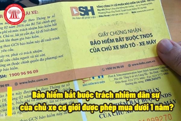 Trường hợp nào thì thời hạn bảo hiểm bắt buộc trách nhiệm dân sự của chủ xe cơ giới được phép mua dưới 1 năm?