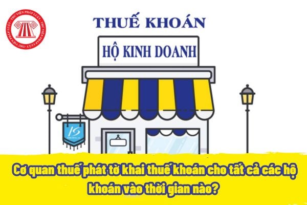 Những căn cứ nào để xác định thuế khoán đối với hộ khoán? Cơ quan thuế phát tờ khai thuế khoán cho tất cả các hộ khoán vào thời gian nào?