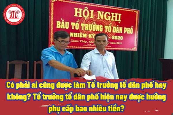 Có phải ai cũng được làm Tổ trưởng tổ dân phố hay không? Tổ trưởng tổ dân phố hiện nay được hưởng phụ cấp bao nhiêu tiền?