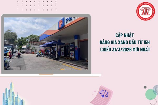 Cập nhật bảng giá xăng dầu từ 15h chiều 31/3/2026 mới nhất? Bảng giá xăng dầu Petrolimex chiều hôm nay 31/3/2026 chi tiết?
