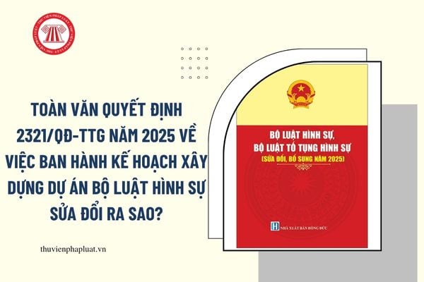 Toàn văn Quyết định 2321/QĐ-TTg năm 2025 về việc ban hành Kế hoạch xây dựng dự án Bộ luật Hình sự sửa đổi ra sao?