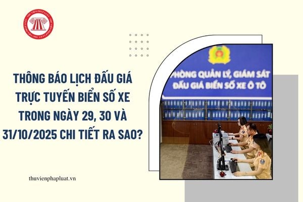 Thông báo lịch đấu giá trực tuyến biển số xe trong ngày 29, 30 và 31/10/2025 chi tiết ra sao?