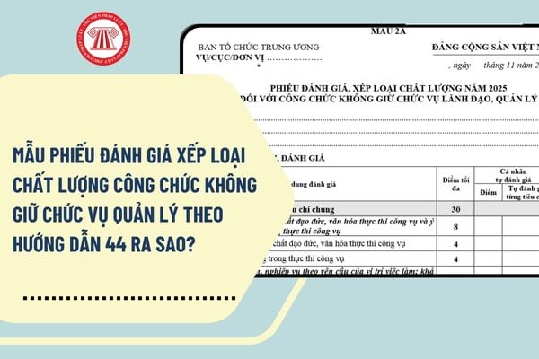 Mẫu phiếu đánh giá xếp loại chất lượng công chức không giữ chức vụ quản lý theo Hướng dẫn 44 ra sao?