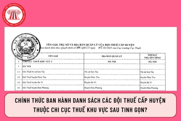 Danh sách các Đội thuế cấp huyện thuộc Chi cục Thuế khu vực sau tinh gọn?