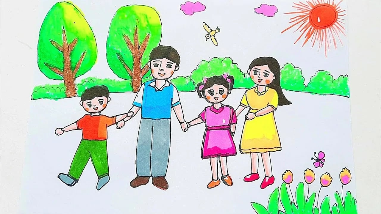 Tranh vẽ về gia đình nhân ngày Quốc tế gia đình 15 5? Trách nhiệm của Nhà nước và xã hội đối với hôn nhân và gia đình?