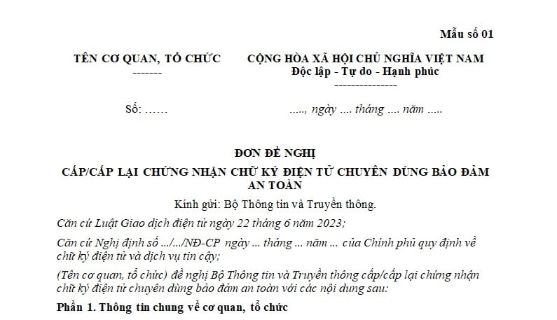 Mẫu đơn đề nghị cấp lại chứng nhận chữ ký điện tử chuyên dùng bảo đảm an toàn do hết hạn là gì? Tải về?