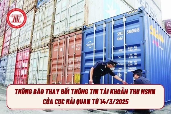 Thông báo thay đổi thông tin tài khoản thu NSNN của Cục Hải quan từ 14/3/2025?