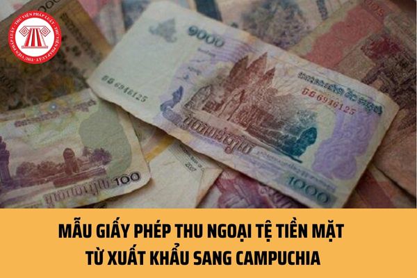 Mẫu Giấy phép thu ngoại tệ tiền mặt từ xuất khẩu sang Campuchia hiện nay là mẫu nào? Cơ quan nào có thẩm quyền cấp Giấy phép?