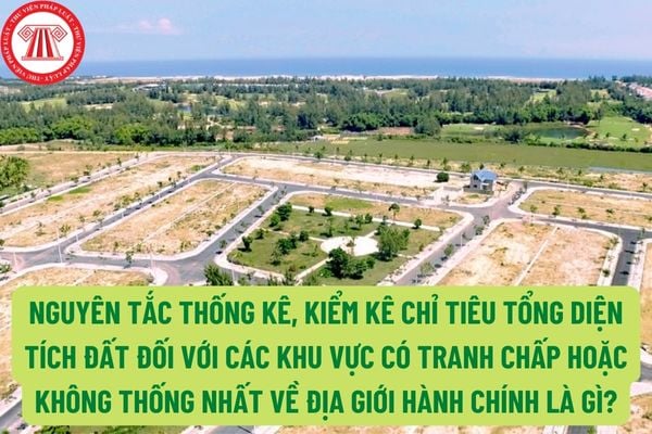 Nguyên tắc thống kê, kiểm kê chỉ tiêu tổng diện tích đất đối với các khu vực có tranh chấp hoặc không thống nhất về địa giới hành chính là gì?