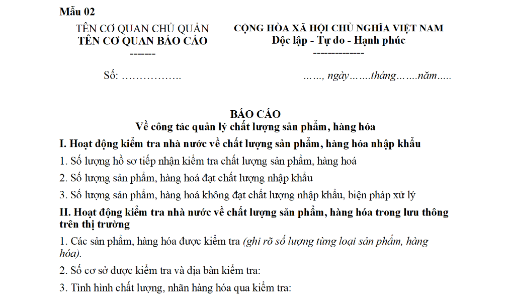Mẫu Báo cáo về công tác quản lý chất lượng sản phẩm hàng hóa theo Thông tư 13? Nguyên tắc kiểm tra chất lượng sản phẩm hàng hóa?