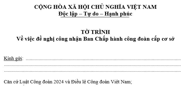 tờ trình công đoàn