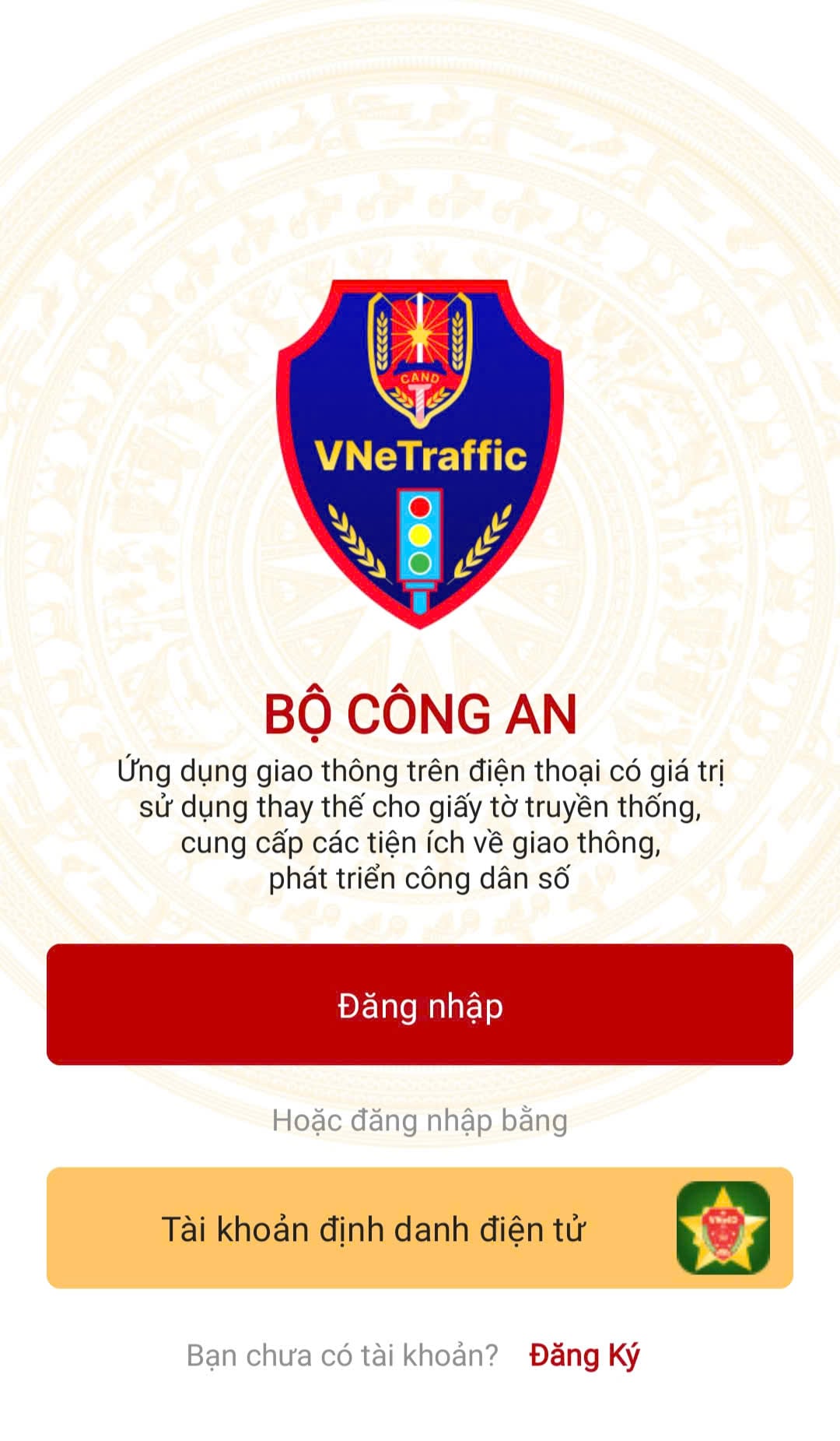 Đăng nhập tài khoản trên ứng dụng VNeTraffic