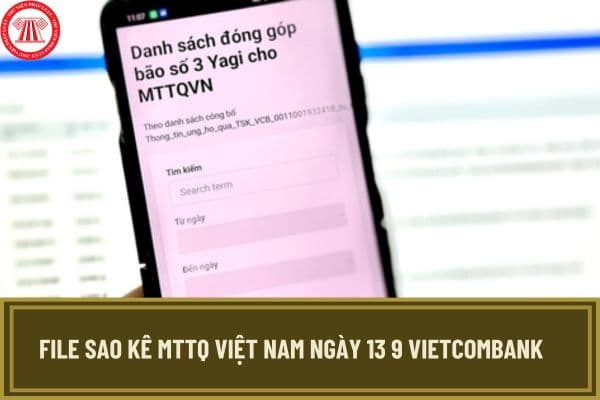 File sao kê MTTQ Việt Nam ngày 13 9 Vietcombank? 