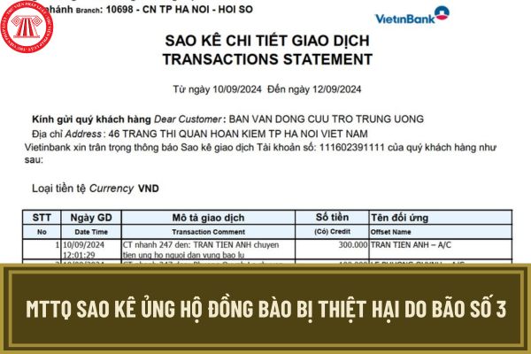 MTTQ sao kê ủng hộ đồng bào bị thiệt hại do bão số 3 qua tài khoản nào? File PDF sao kê MTTQ Việt Nam cập nhật mới nhất?