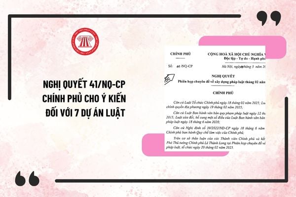 Nghị quyết 41/NQ-CP Chính phủ cho ý kiến đối với 7 dự án Luật? Tải về Toàn văn Nghị quyết 41/NQ-CP 2025?