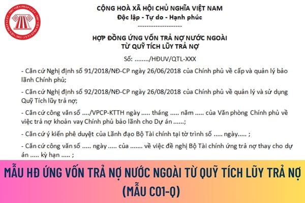 mẫu hợp đồng ứng vốn trả nợ nước ngoài từ Quỹ Tích lũy trả nợ