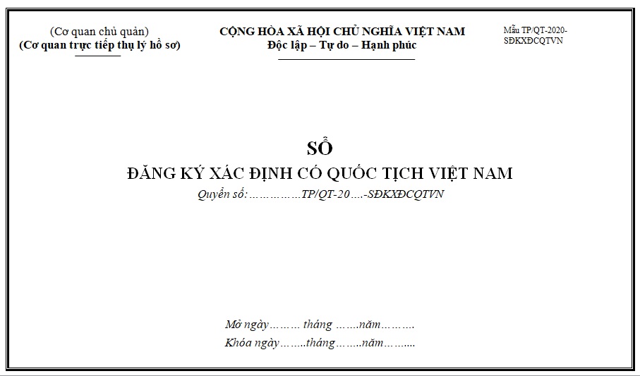 mẫu sổ đăng ký xác định có quốc tịch Việt Nam