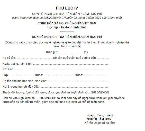Phụ lục IV