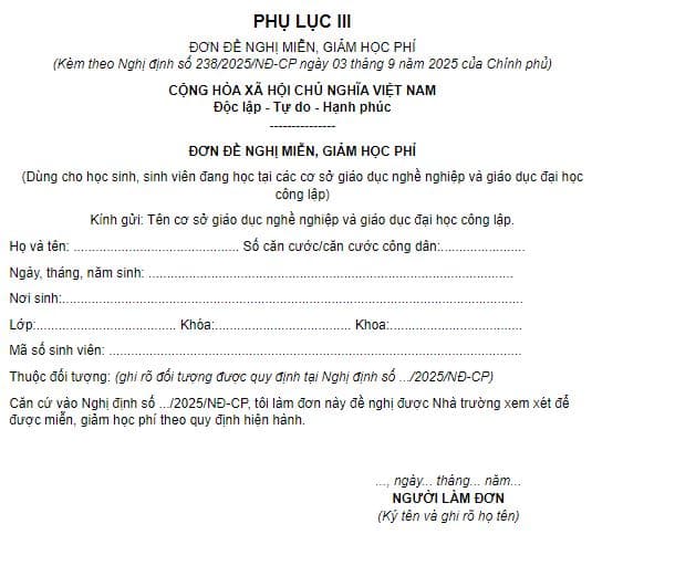 Phụ lục III
